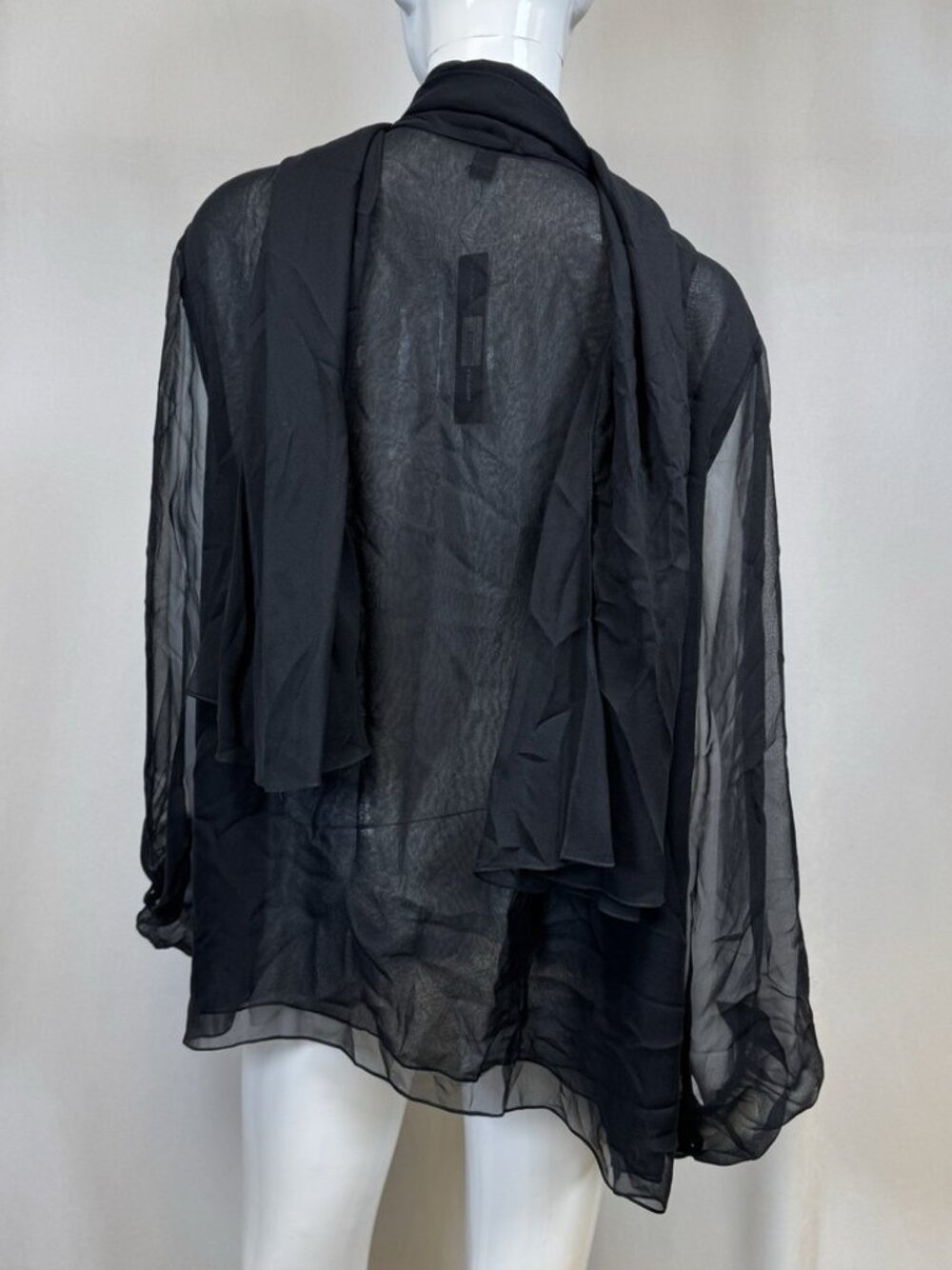 NWT Linda Allard Ellen Tracy Sheer Silk Blouse Black Size 16 - Picture 5 of 16